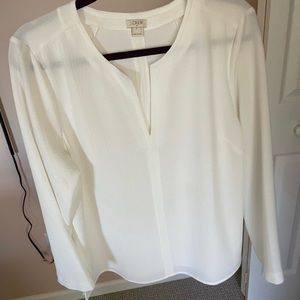 J. Crew tunic blouse white long sleeve crepe top